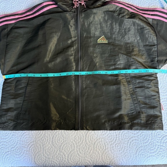 Adidas Women's Green Jacket with Pink Stripes - Picture 6 of 9